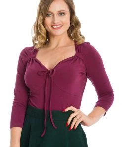 Banned Dream Big Jersey Top Aubergine Purple