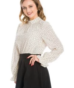 New In Banned Ditzy Dot 60's Top Cream