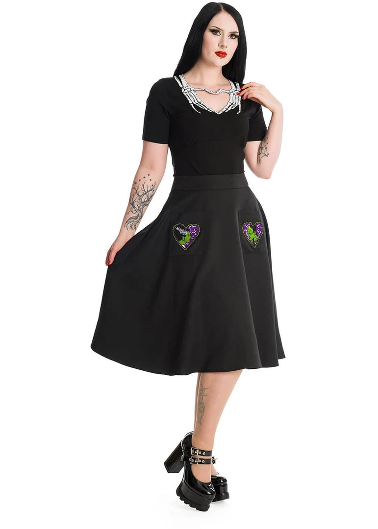 Banned Skeleton Heart Top Black New In