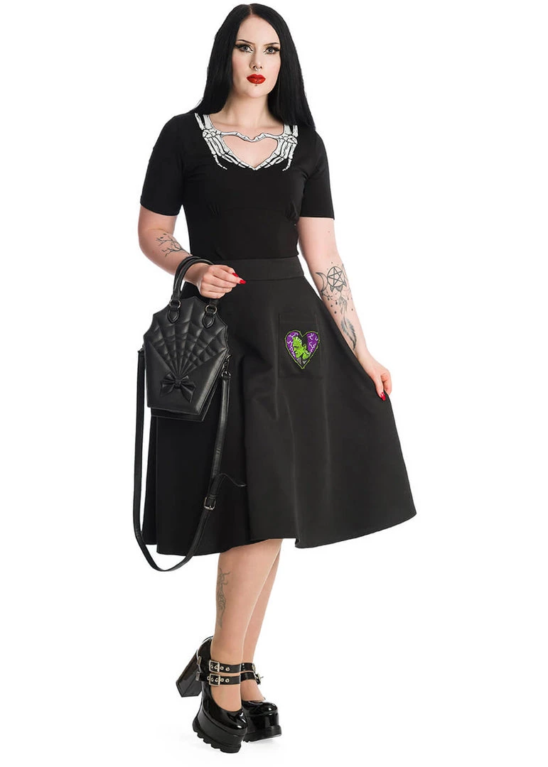 Banned Skeleton Heart Top Black New In