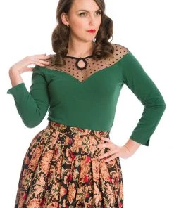 New In Banned Evita Evening 50's Top Green