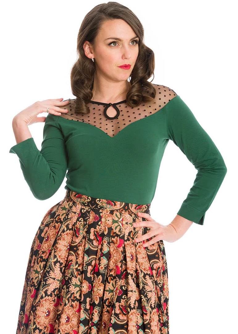 New In Banned Evita Evening 50's Top Green