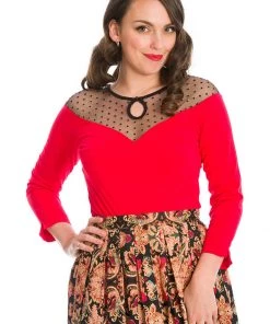 Banned Evita Evening 50's Top Red