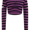 Banned Chantrea Stripe 80's Top Purple