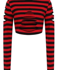 Banned Chantrea Stripe 80's Top Red