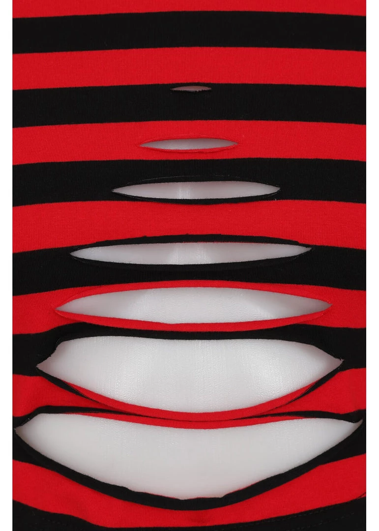 Banned Chantrea Stripe 80's Top Red