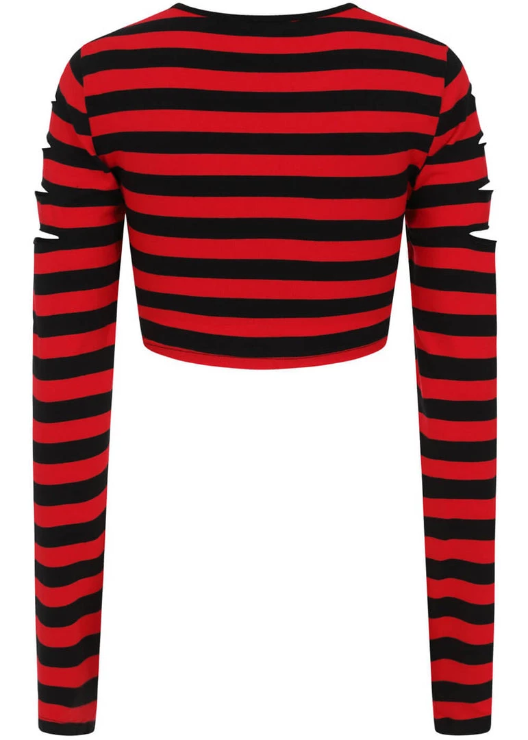 Banned Chantrea Stripe 80's Top Red
