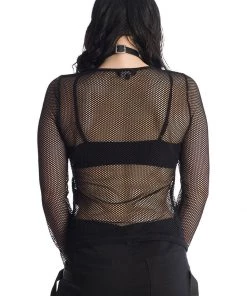 New In Banned Lilith Mesh 80's Top Black
