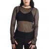 New In Banned Lilith Mesh 80's Top Black