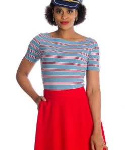 Banned Kate Stripe 40's Top Blue New In