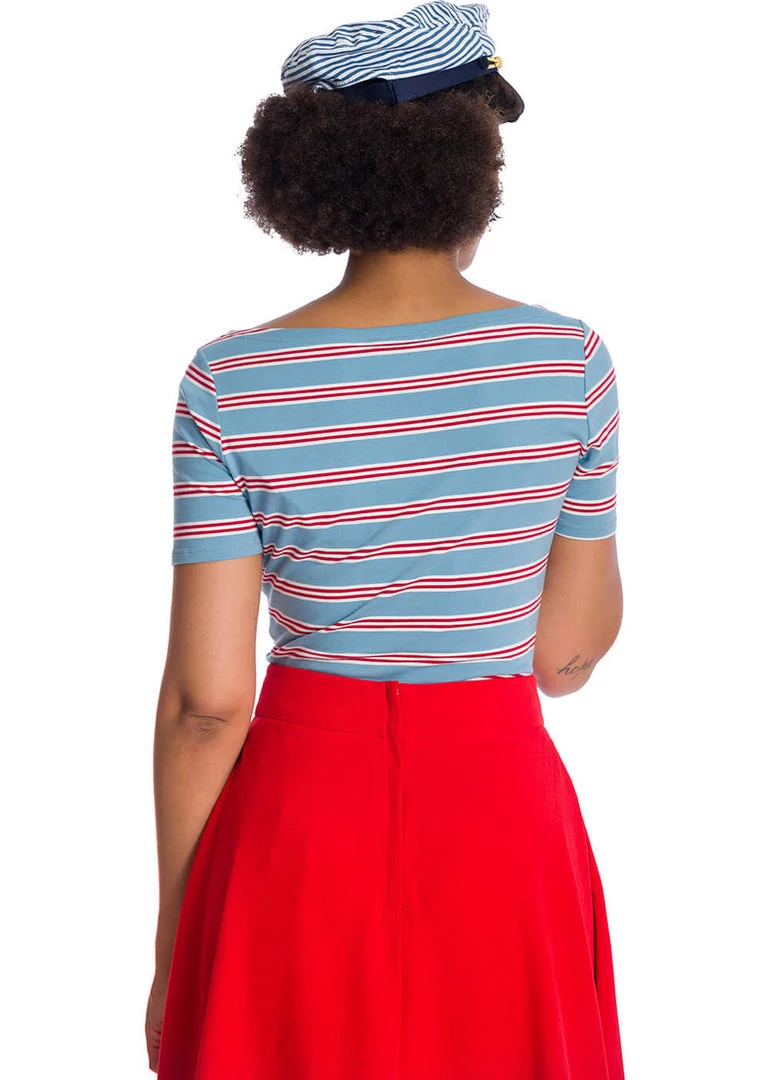 Banned Kate Stripe 40's Top Blue New In