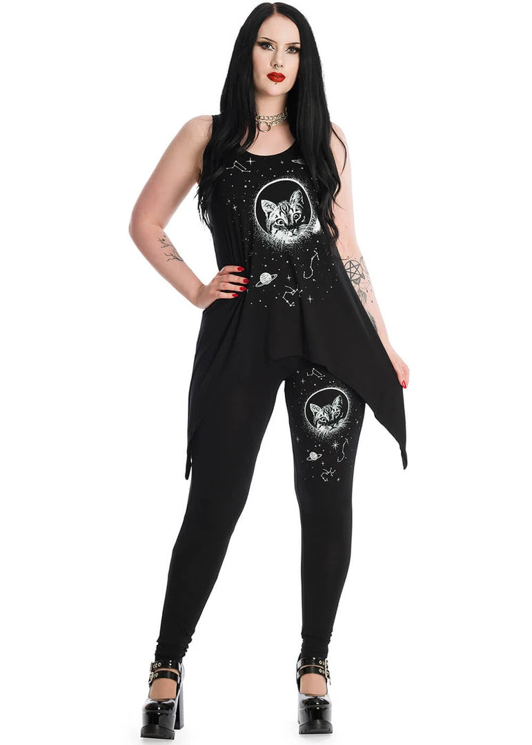 New In Banned Space Cat T-Shirt Black