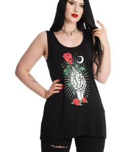 New In Banned Ishtar Skeleton Rose T-Shirt Black