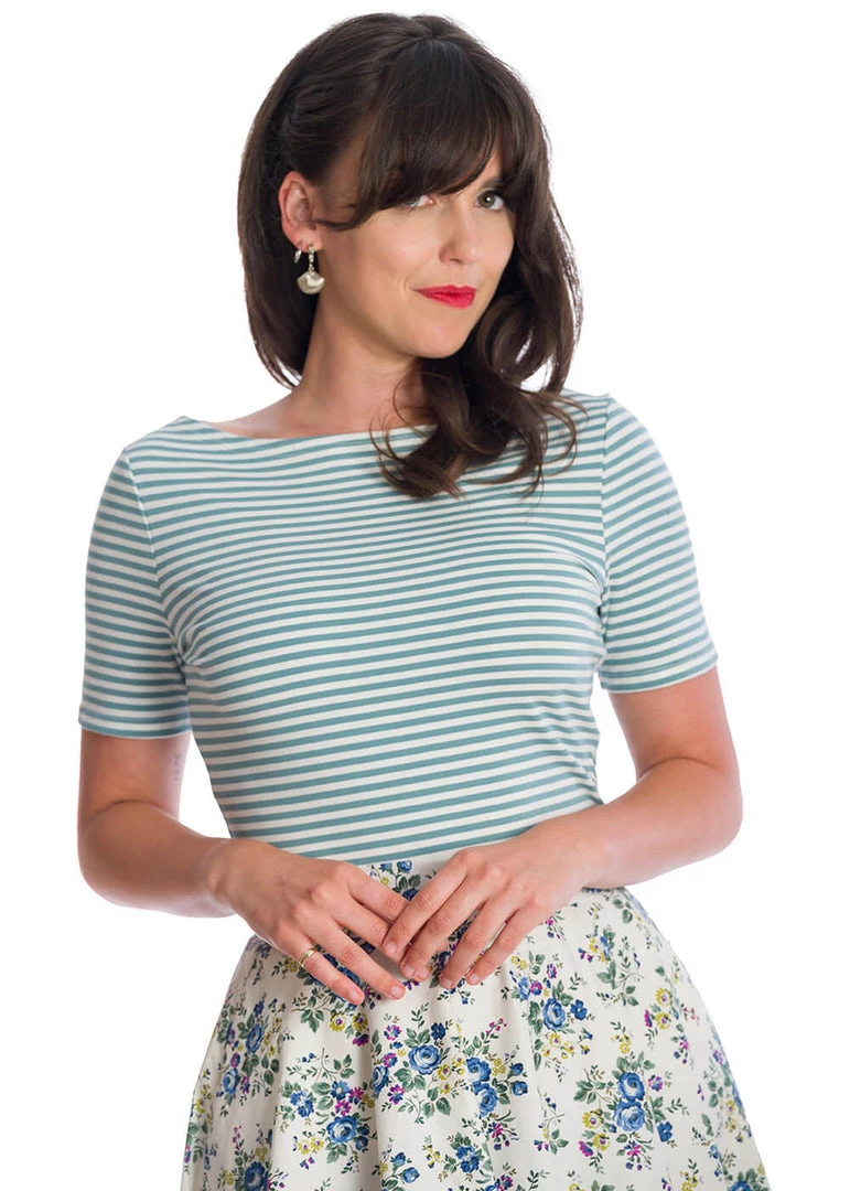 Banned Sizzle Stripe 50's Top Blue