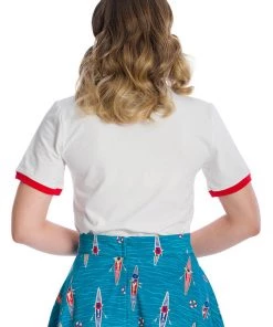 Banned Wish You Were Here Boat T-Shirt White New In