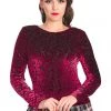 Banned Evening Rose 50's Top Burgundy Black