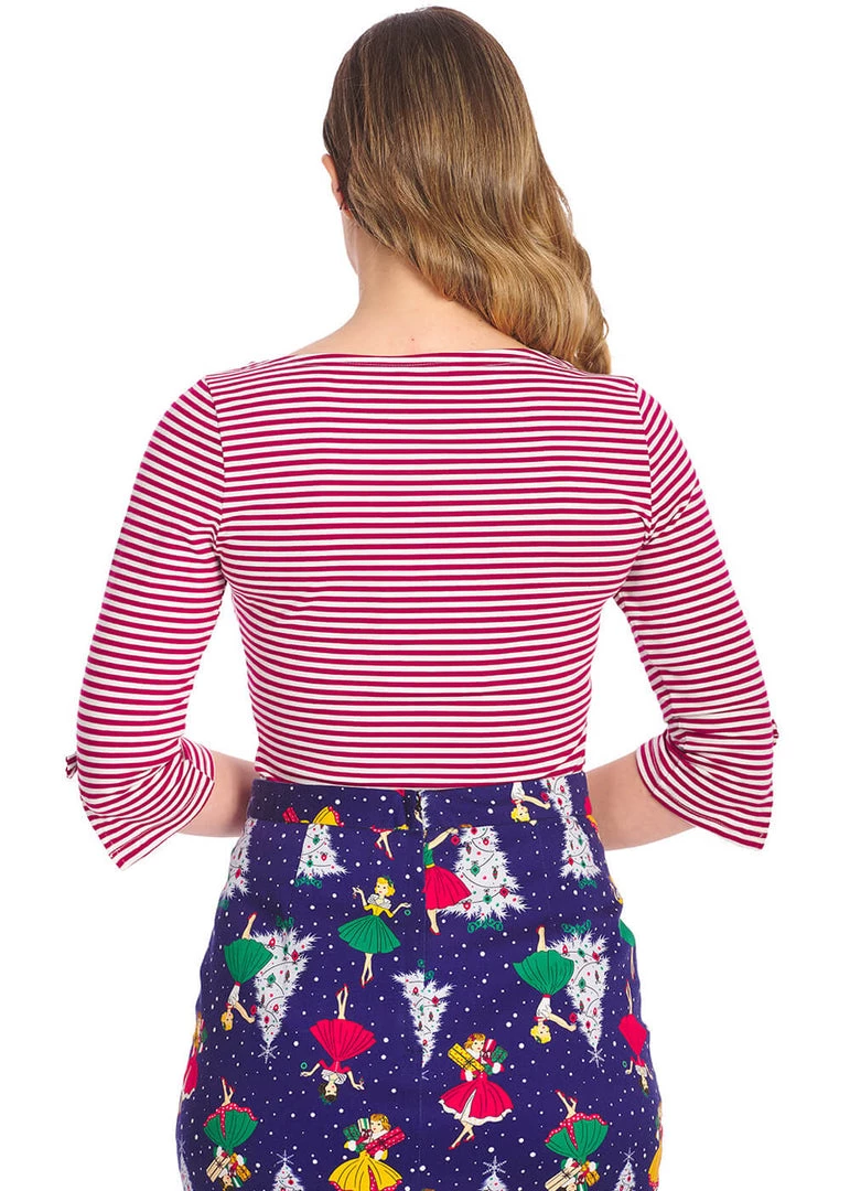 Banned Merry Stripe 40's Top White Red New In