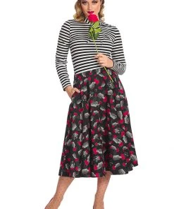 New In Banned Spooks & Stripe 60's Top Black