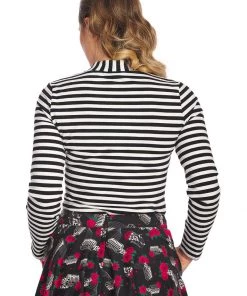 New In Banned Spooks & Stripe 60's Top Black