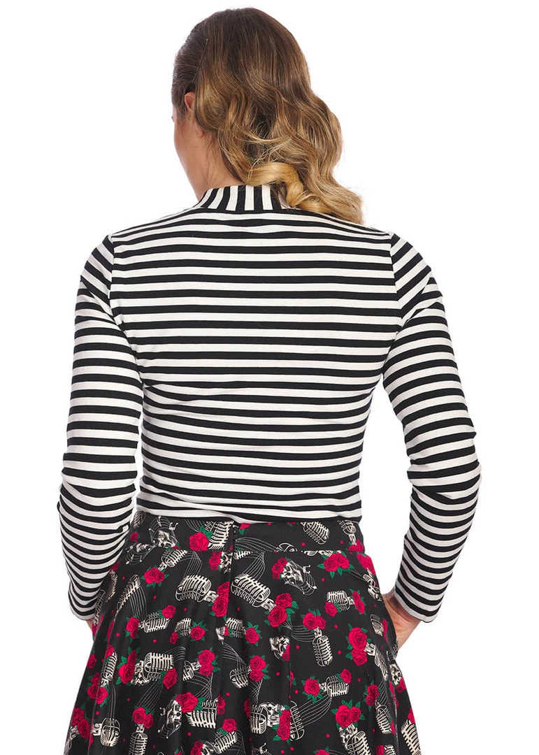 New In Banned Spooks & Stripe 60's Top Black