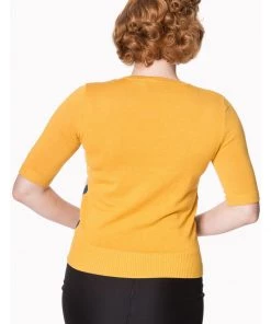 New In Banned Retro Cube 60's Jumper Mustard