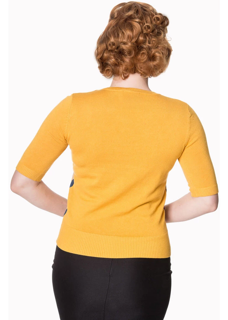 New In Banned Retro Cube 60's Jumper Mustard