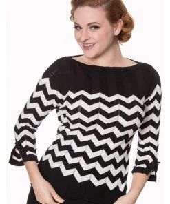 Banned Vanilla Chevron 60's Top Black White New In