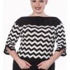 Banned Vanilla Chevron 60's Top Black White New In