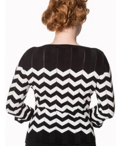 Banned Vanilla Chevron 60's Top Black White New In