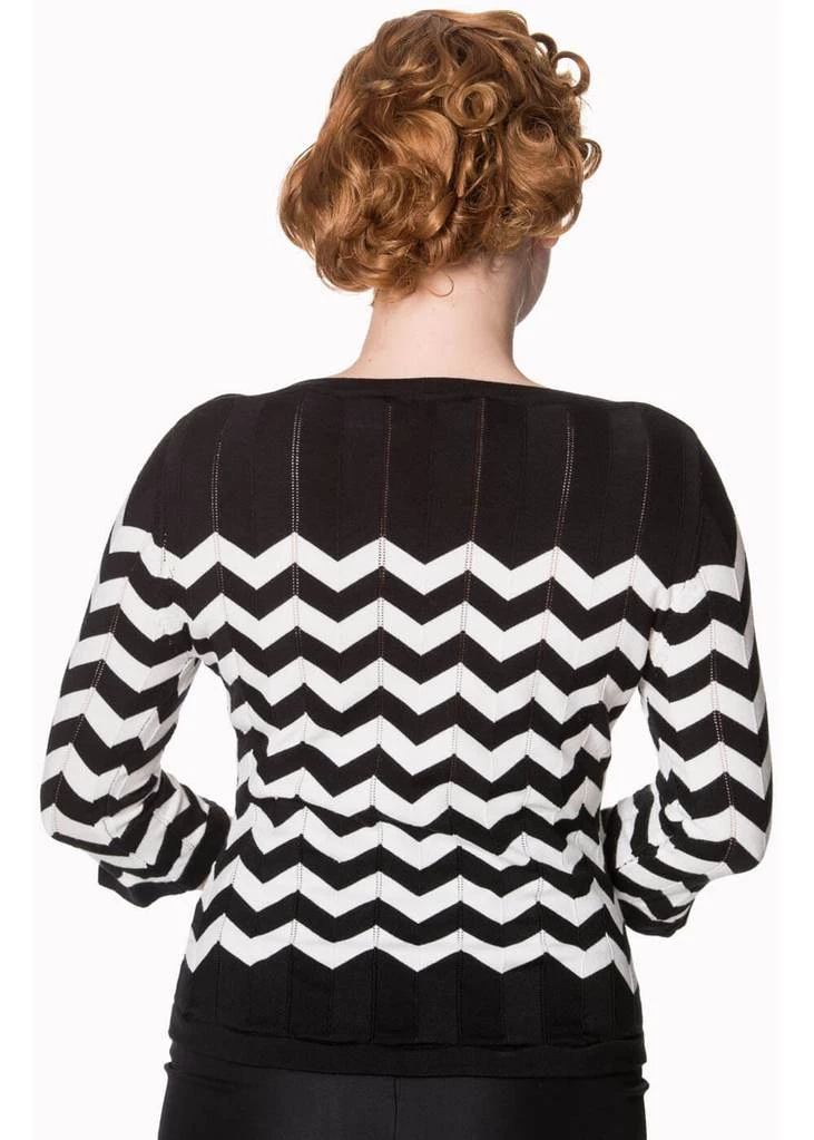 Banned Vanilla Chevron 60's Top Black White New In