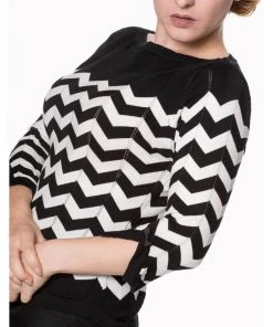 Banned Vanilla Chevron 60's Top Black White New In