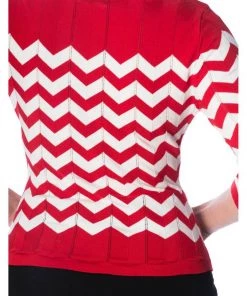 New In Banned Vanilla Chevron 60's Top Red White