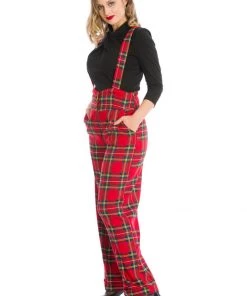 New In Banned Tartan 40's Trousers Red