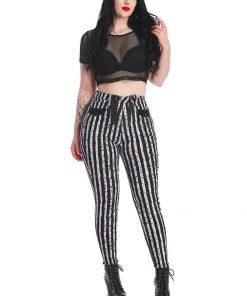 New In Banned Spooky Nightwalks Trousers Black White