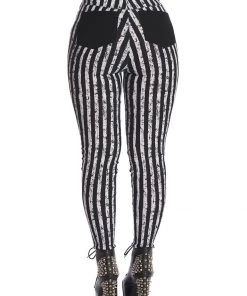 New In Banned Spooky Nightwalks Trousers Black White