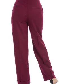 New In Banned Adventures Ahead 40's Trousers Burgundy