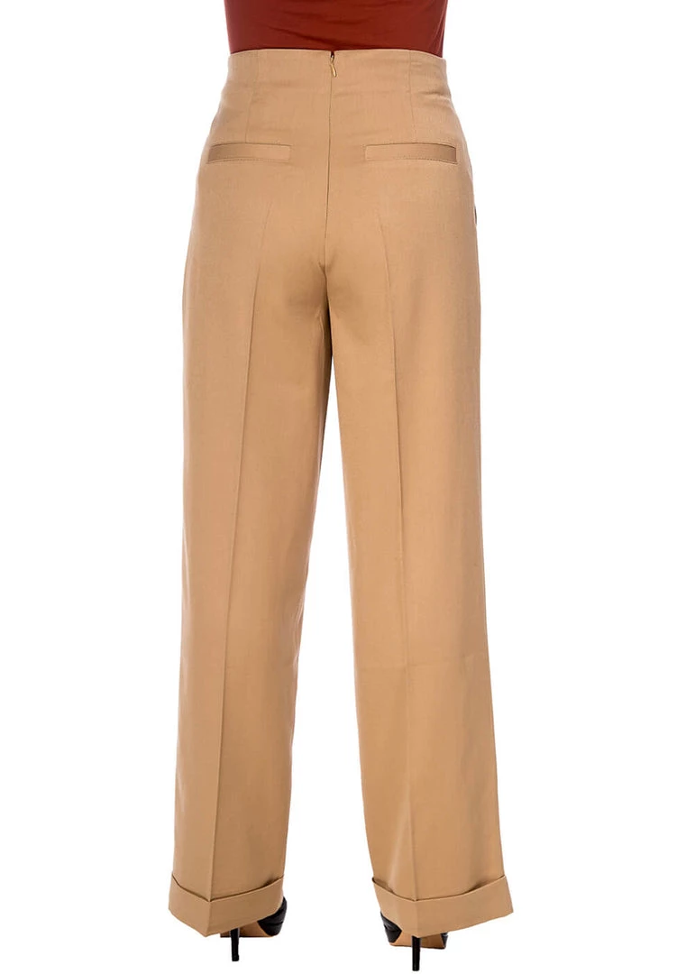 New In Banned Adventures Ahead 40's Trousers Tan Brown