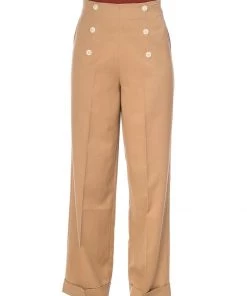 New In Banned Adventures Ahead 40's Trousers Tan Brown