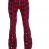 Banned Tartan Night Flare 70's Trousers Red New In