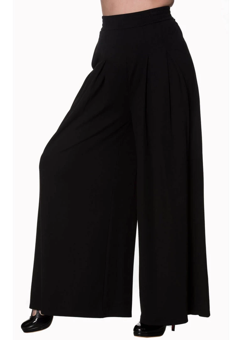 New In Banned Indiana 70's Palazzo Trousers Black