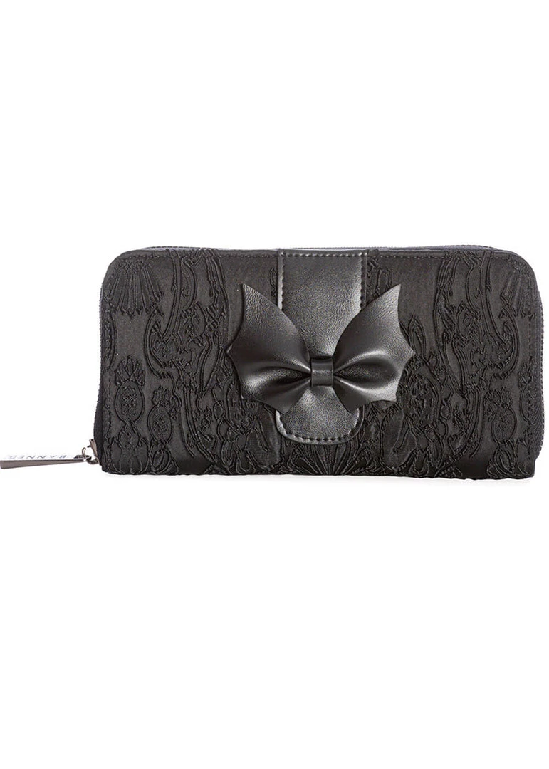 New In Banned Maplesage Damask Wallet Black
