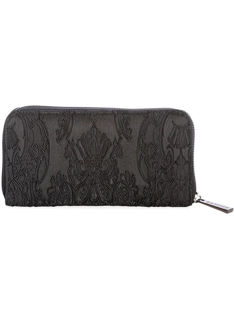 New In Banned Maplesage Damask Wallet Black