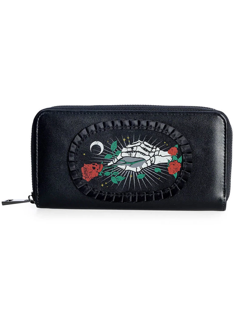 Banned Ishtar Skeleton Rose Wallet Black