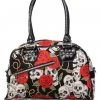 Banned Skull & Roses Rockabilly Bag Black Red New In