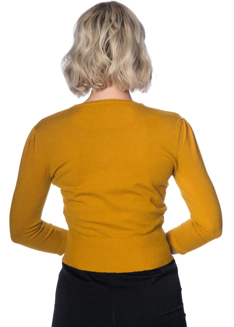 Banned Cat Scallop Collar 40's Cardigan Mustard