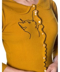 Banned Cat Scallop Collar 40's Cardigan Mustard