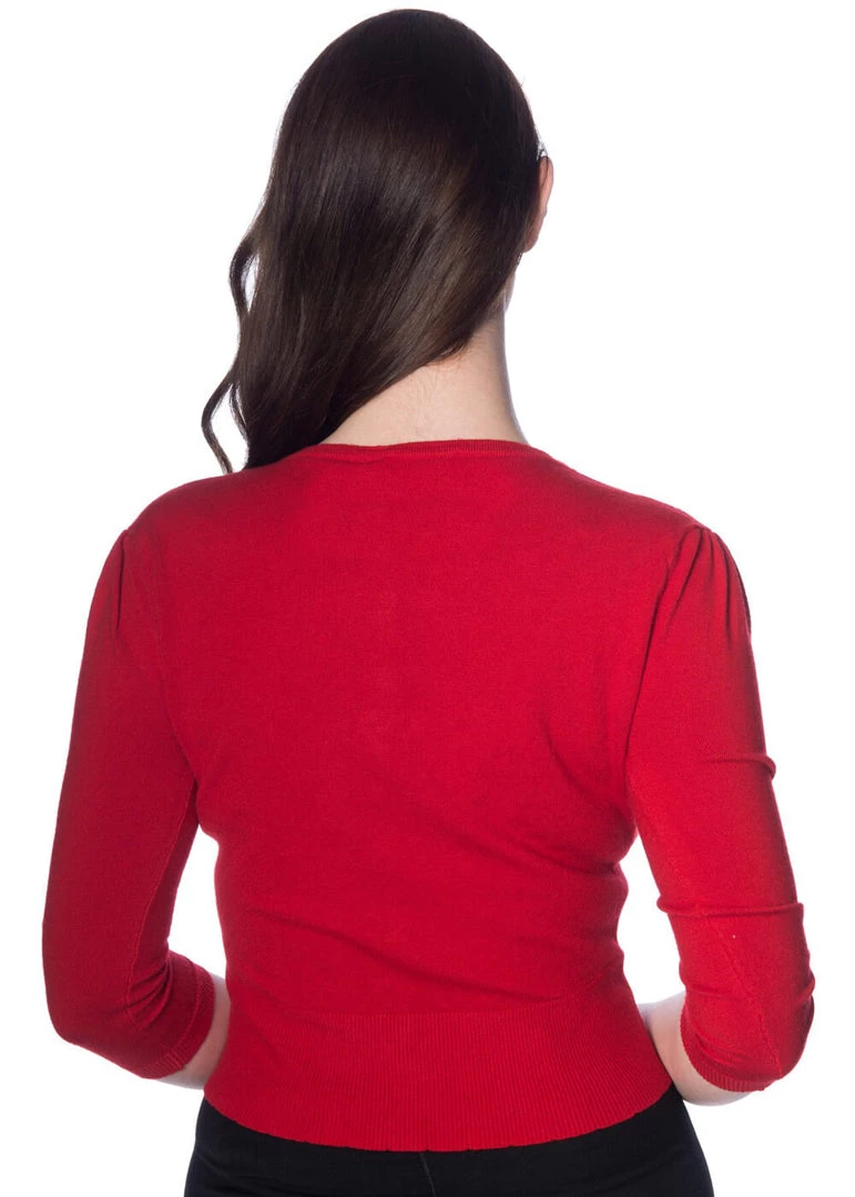 Banned Cat Scallop Collar 40's Cardigan Red