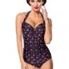 Belsira Flamingo 50's Bathing Suit Black Pink