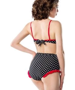 New In Belsira Polkadot Love 50's Bikini Black Red