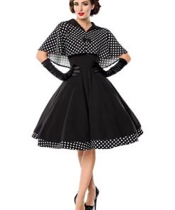 New In Belsira Salon Polkadot 50's Swing Dress With Cape